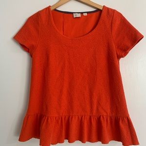 Anthropologie Orange Peplum top